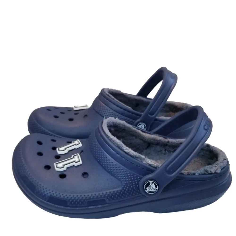 Crocs Classic Lined Clog Faux Fur Unisex Sandals Shoes Size 7 M/9 W Blue 203591